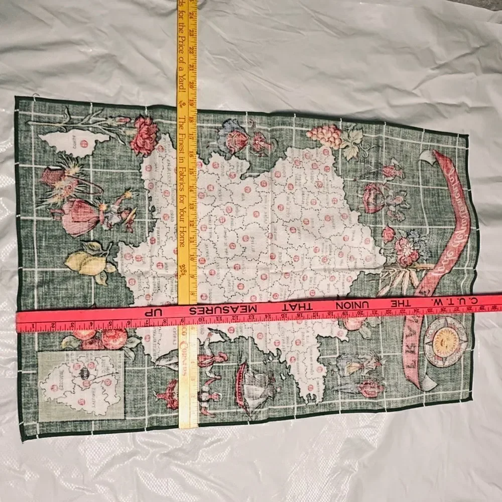 Vintage Collectible Map of France Tea Towel Kitchen Towel